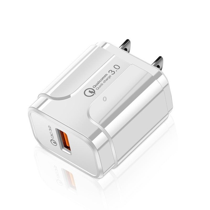 LZ-023 18W QC3.0 USB Portable Travel Charger + 3A USB to Type-C Data Cable, US Plug(White)