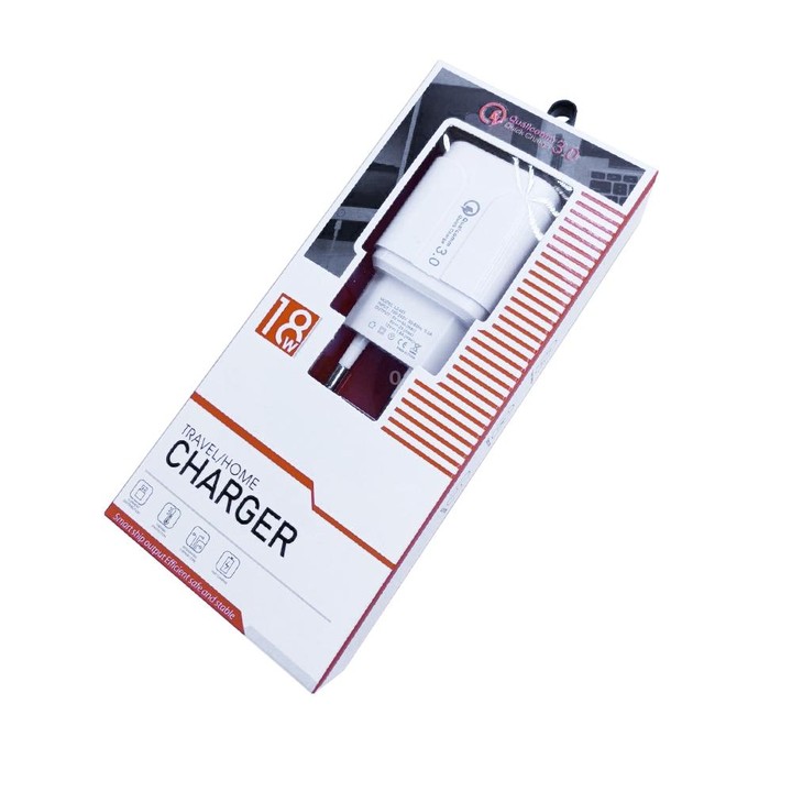 LZ-023 18W QC 3.0 USB Portable Travel Charger + 3A USB to Micro USB Data Cable, EU Plug(White)