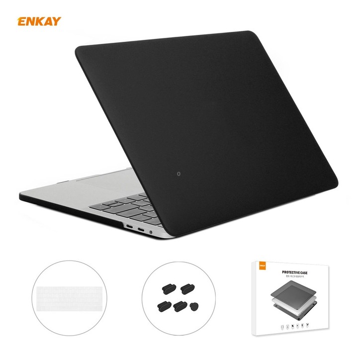 ENKAY 3 in 1 Matte Laptop Protective Case + EU Version TPU Keyboard Film + Anti-dust Plugs Set for MacBook Pro 13.3 inch A1706 /