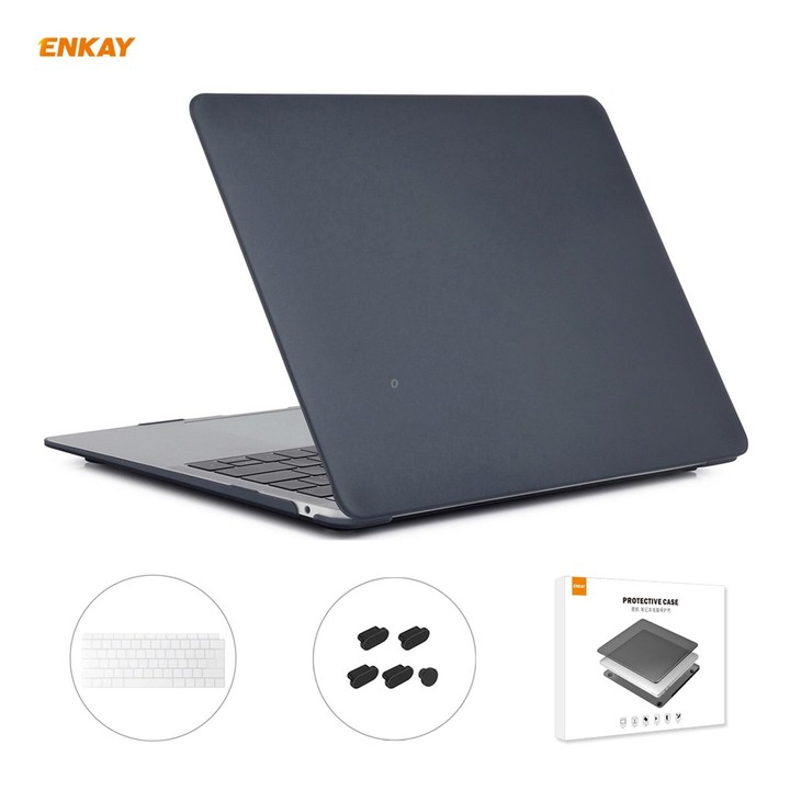 ENKAY 3 in 1 Matte Laptop Protective Case + EU Version TPU Keyboard Film + Anti-dust Plugs Set for MacBook Air 13.3 inch A1932 (