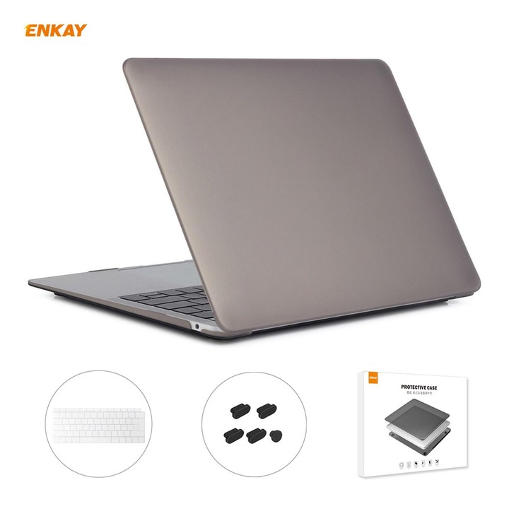 ENKAY 3 in 1 Matte Laptop Protective Case + EU Version TPU Keyboard Film + Anti-dust Plugs Set for MacBook Air 13.3 inch A1932 (
