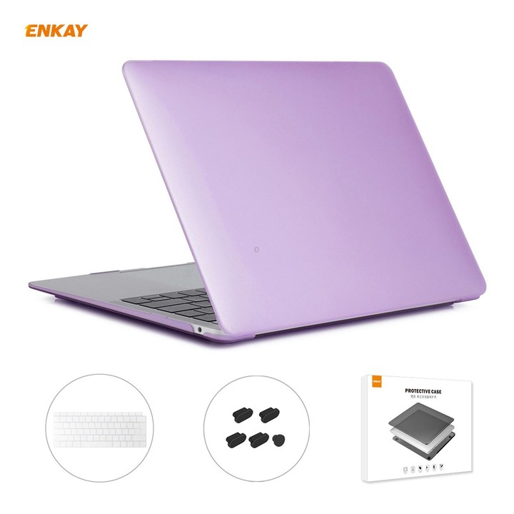 ENKAY 3 in 1 Matte Laptop Protective Case + EU Version TPU Keyboard Film + Anti-dust Plugs Set for MacBook Air 13.3 inch A1932 (