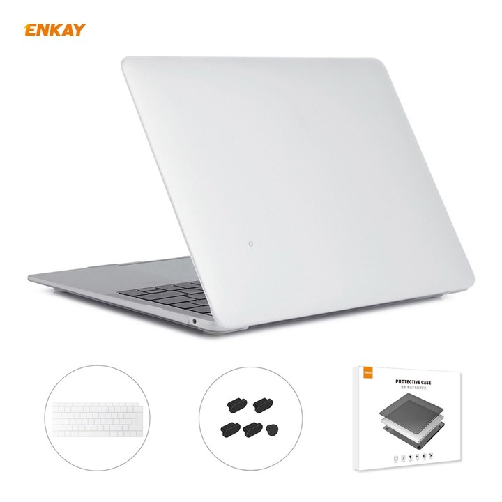 ENKAY 3 in 1 Matte Laptop Protective Case + EU Version TPU Keyboard Film + Anti-dust Plugs Set for MacBook Air 13.3 inch A1932 (