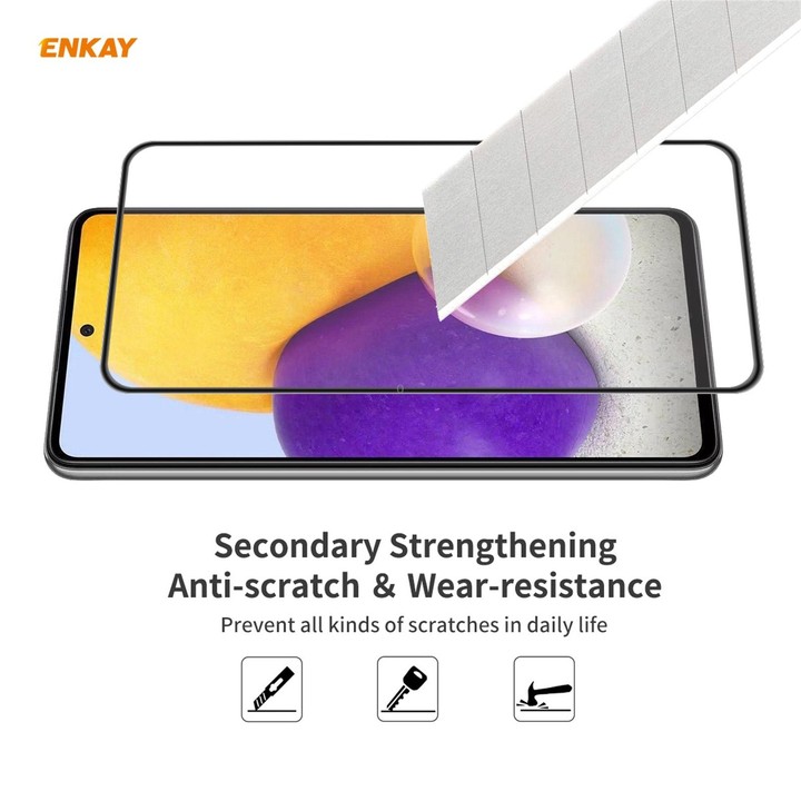 For Samsung Galaxy A72 4G / 5G ENKAY Hat-Prince Anti-drop Full Glue Tempered Glass Full Screen Film Anti-fall Protector