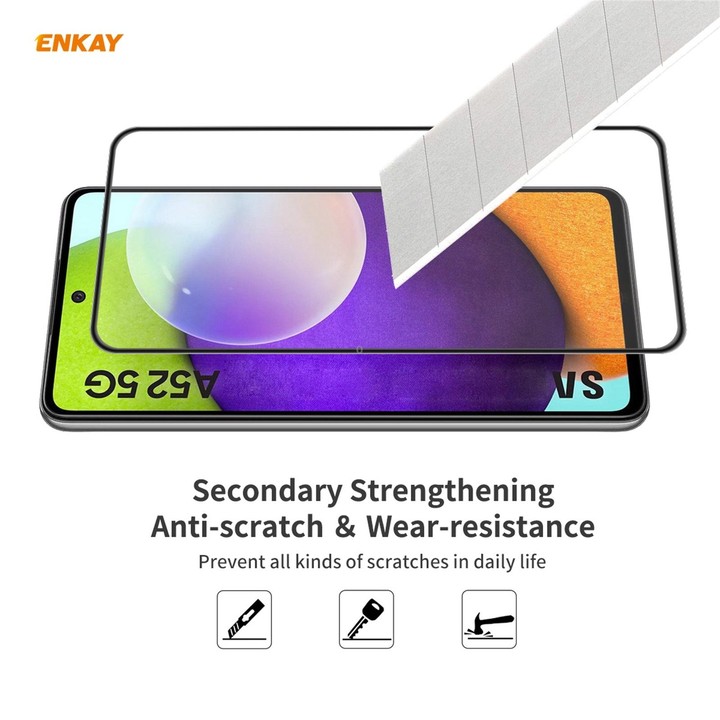 For Samsung Galaxy A52 4G / 5G 2 PCS ENKAY Hat-Prince Anti-drop Full Glue Tempered Glass Full Screen Film Anti-fall Protector