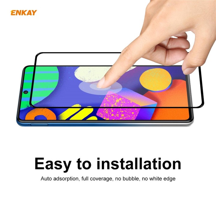 For Samsung Galaxy F62 2 PCS ENKAY Hat-Prince Full Glue 0.26mm 9H 2.5D Tempered Glass Full Coverage Film