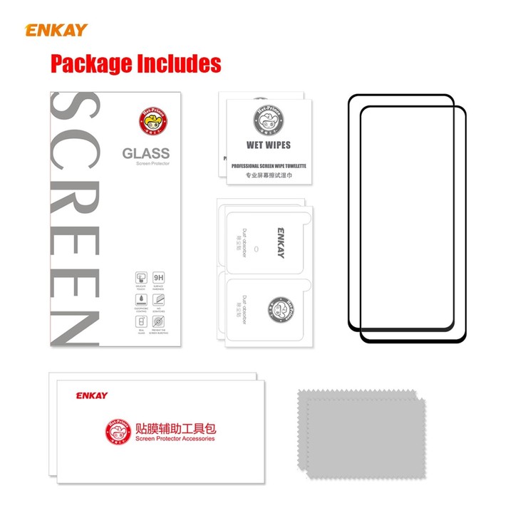 For Samsung Galaxy F62 2 PCS ENKAY Hat-Prince Full Glue 0.26mm 9H 2.5D Tempered Glass Full Coverage Film
