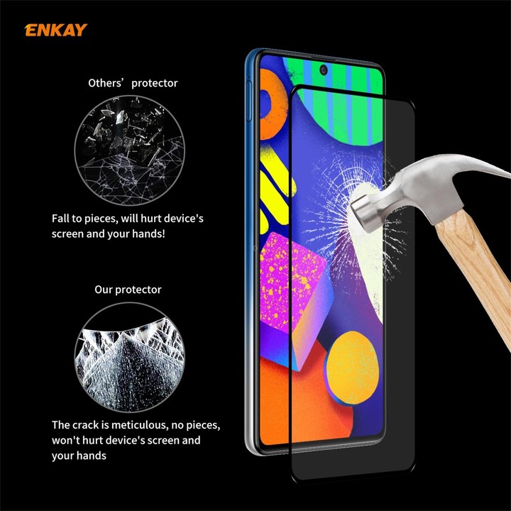 For Samsung Galaxy F62 10 PCS ENKAY Hat-Prince Full Glue 0.26mm 9H 2.5D Tempered Glass Full Coverage Film
