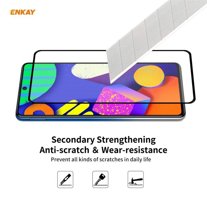 For Samsung Galaxy F62 10 PCS ENKAY Hat-Prince Full Glue 0.26mm 9H 2.5D Tempered Glass Full Coverage Film