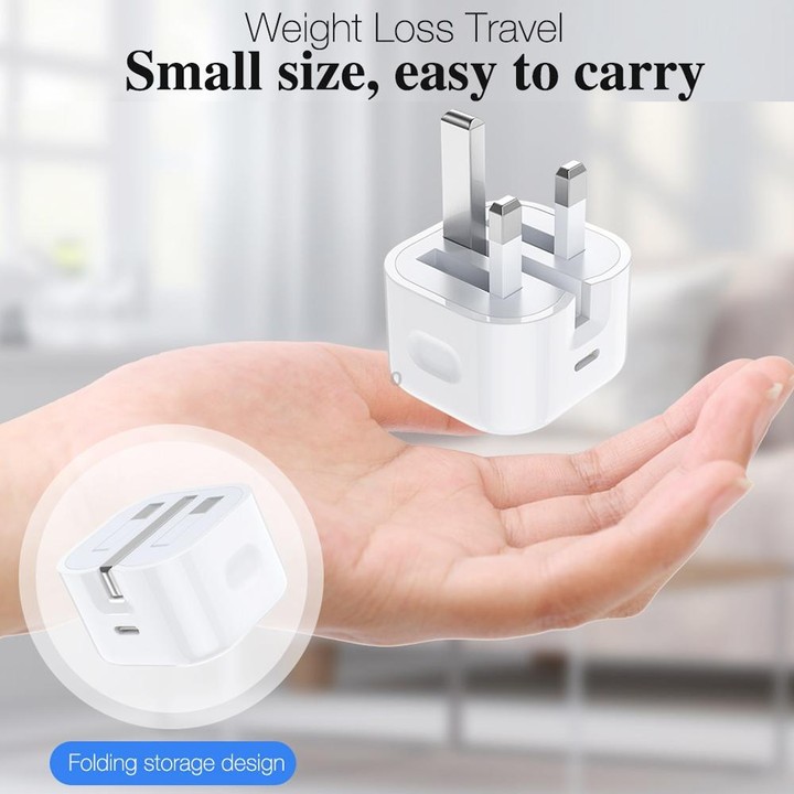 A2344 20W PD 3.0 Type-C / USB-C Folding Travel Charger + USB-C / Type-C to Type-C Fast Charging Data Cable Set, UK Plug, Length: