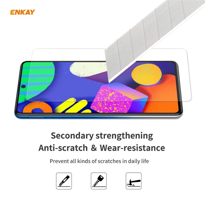 For Samsung Galaxy F62 ENKAY Hat-Prince 0.26mm 9H 2.5D Curved Edge Tempered Glass Film