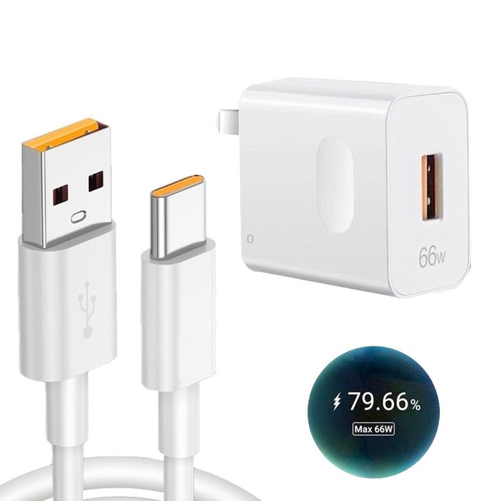 HW-66W 66W USB Fast Charging Travel Charger + USB to Type-C Flash Charging Data Cable, US Plug 1m