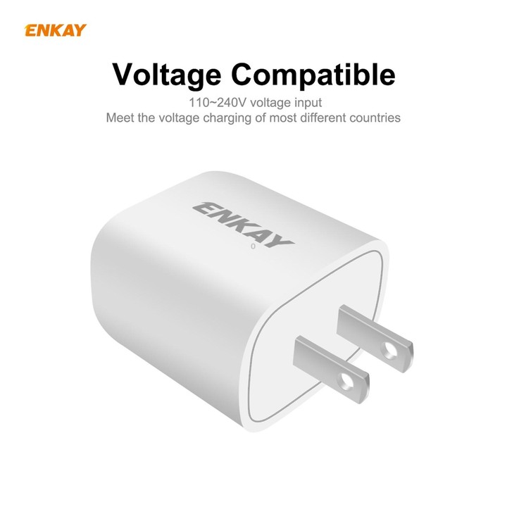 ENKAY Hat-Prince U090 20W PD + QC 3.0 Portable Dual Ports Fast Charging Travel Charger Power Adapter, US Plug