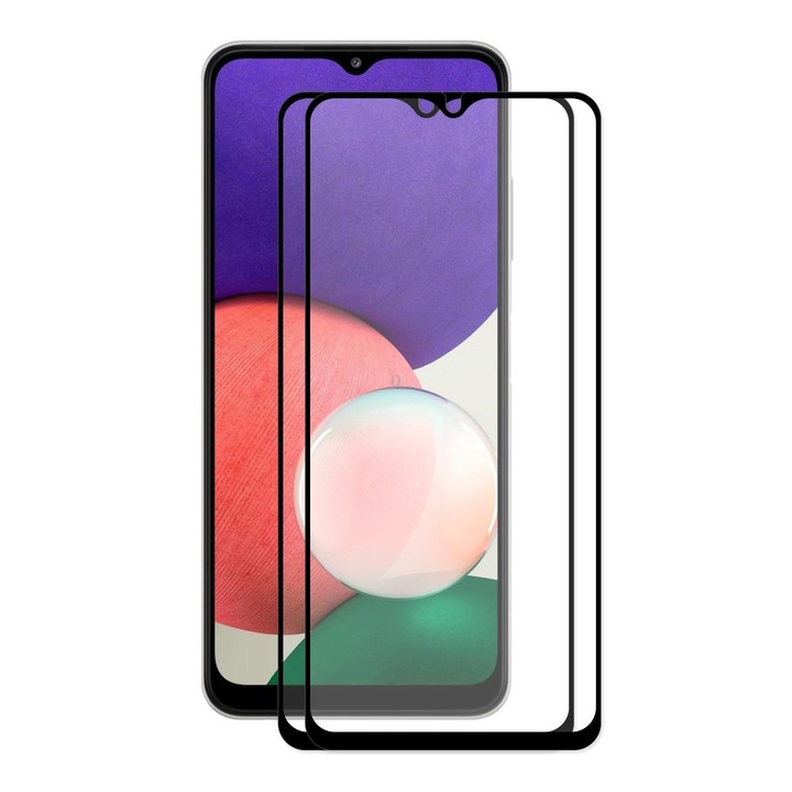 For Samsung Galaxy A22 5G 2 PCS ENKAY Hat-Prince Full Glue 0.26mm 9H 2.5D Tempered Glass Screen Protector Full Coverage Film
