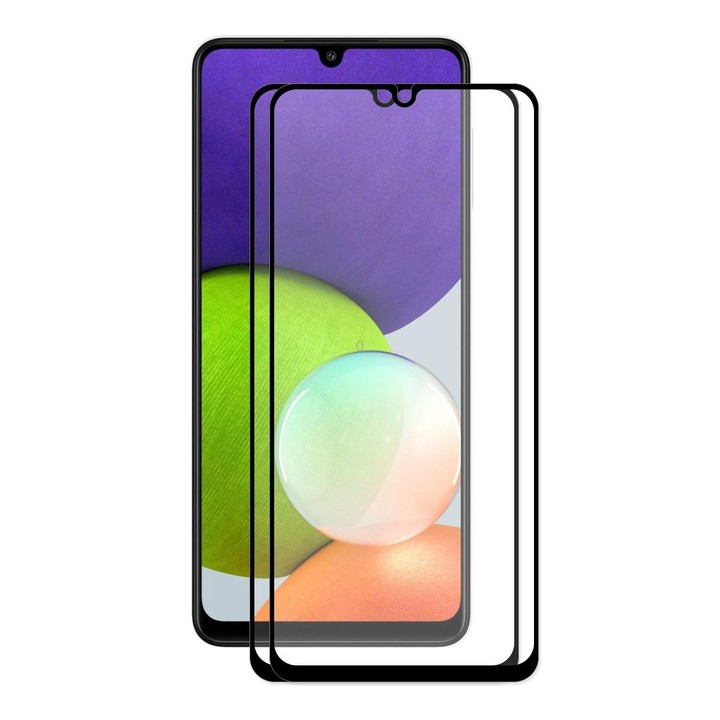 For Samsung Galaxy F22 / M22 2 PCS ENKAY Hat-Prince Full Glue 0.26mm 9H 2.5D Tempered Glass Screen Protector Full Coverage Film