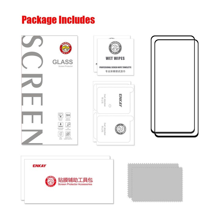 For Samsung Galaxy F52 5G / G62 /M62 2 PCS ENKAY Hat-Prince Full Glue 0.26mm 9H 2.5D Tempered Glass Screen Protector Full Covera