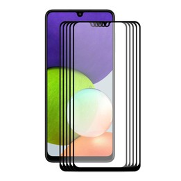 For Samsung Galaxy F22 / M22 5 PCS ENKAY Hat-Prince Full Glue 0.26mm 9H 2.5D Tempered Glass Screen Protector Full Coverage Film
