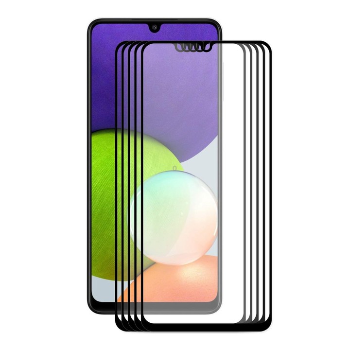 For Samsung Galaxy F22 / M22 5 PCS ENKAY Hat-Prince Full Glue 0.26mm 9H 2.5D Tempered Glass Screen Protector Full Coverage Film