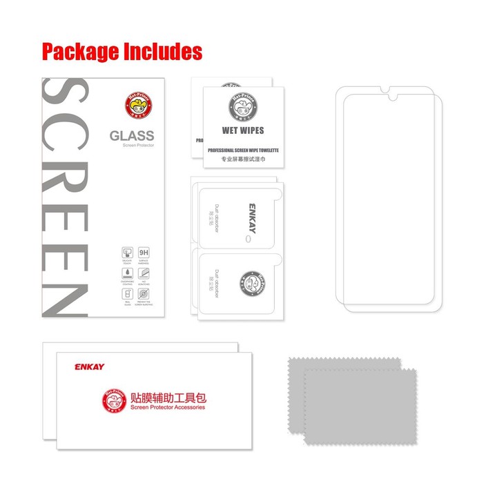For Samsung Galaxy F12 / F02s 2 PCS ENKAY Hat-Prince 0.26mm 9H 2.5D Curved Edge Tempered Glass Screen Protector