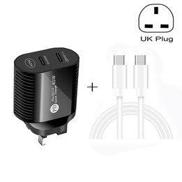 40W Dual Port PD / Type-C Fast Charger with Type-C to Type-C Data Cable, UK Plug(Black)