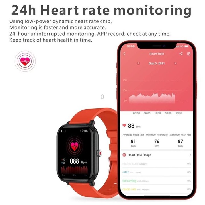 Q9pro 1.7 inch Color Screen Smart Watch, IP68 Waterproof,Support Temperature Monitoring/Heart Rate Monitoring/Blood Pressure Mon