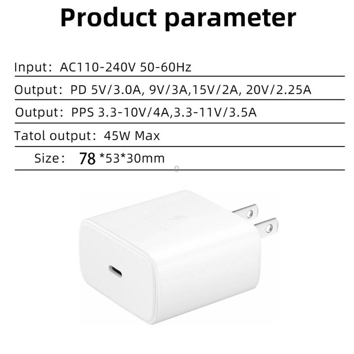 M135 45W USB-C / Type-C Port Fast Charger, US Plug(Black)