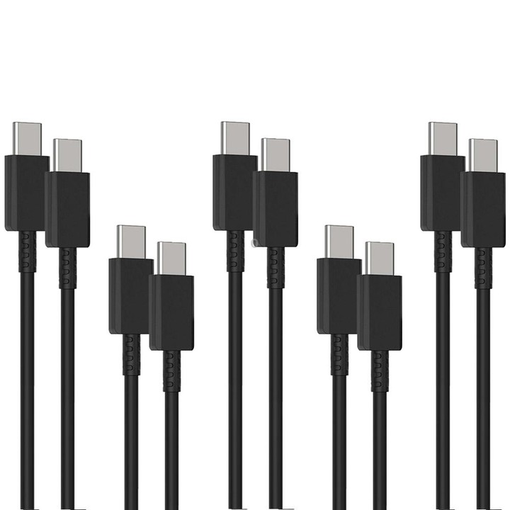 XJ-69 5 PCS 1m 3A USB-C / Type-C to Type-C TPU Charging Sync Data Cable for Mobile Phone(Black)