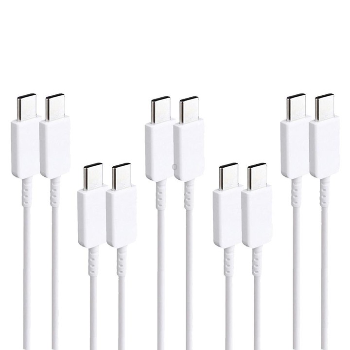 XJ-69 5 PCS 1m 3A USB-C / Type-C to Type-C TPU Charging Sync Data Cable for Mobile Phone(White)
