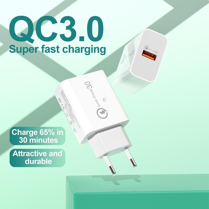 APD-2003 18W QC3.0 Single Port USB Charger with 1m USB to Type-C Data Cable(US Plug)
