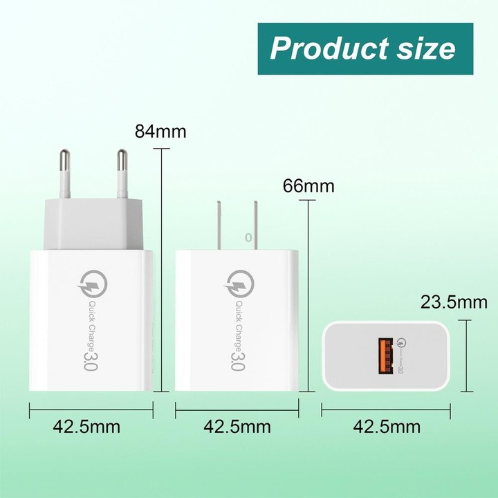 APD-2003 18W QC3.0 Single Port USB Charger with 1m USB to Type-C Data Cable(US Plug)