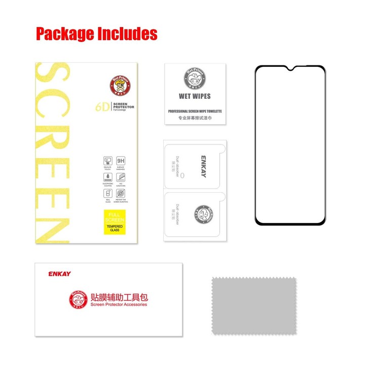 For Samsung Galaxy A03s 166mm ENKAY Hat-Prince Full Glue Tempered Glass 6D Full Coverage Anti-scratch Protector