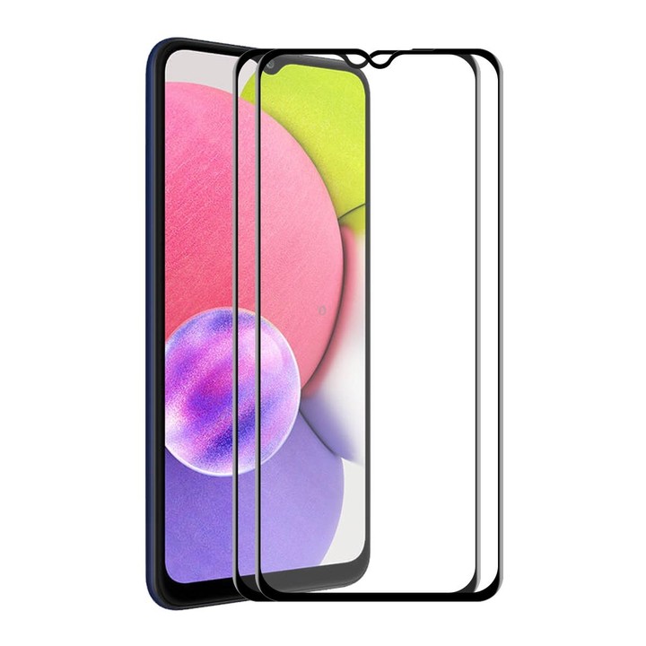 For Samsung Galaxy A03s 164mm 2 PCS ENKAY Hat-Prince Full Glue Tempered Glass 6D Full Coverage Anti-scratch Protector
