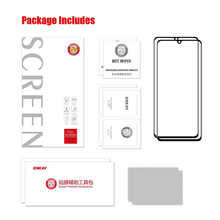 For Samsung Galaxy A22 4G 2 PCS ENKAY Hat-Prince Full Glue Tempered Glass 6D Full Coverage Anti-scratch Protector