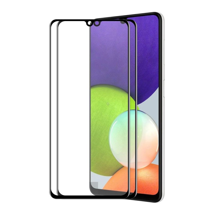 For Samsung Galaxy A22 4G 2 PCS ENKAY Hat-Prince Full Glue Tempered Glass 6D Full Coverage Anti-scratch Protector