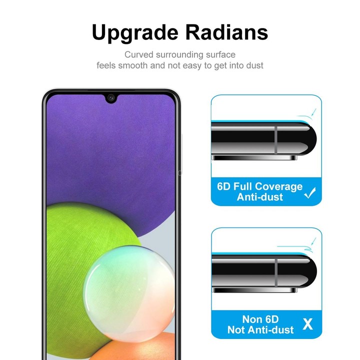 For Samsung Galaxy A22 4G 5 PCS ENKAY Hat-Prince Full Glue Tempered Glass 6D Full Coverage Anti-scratch Protector