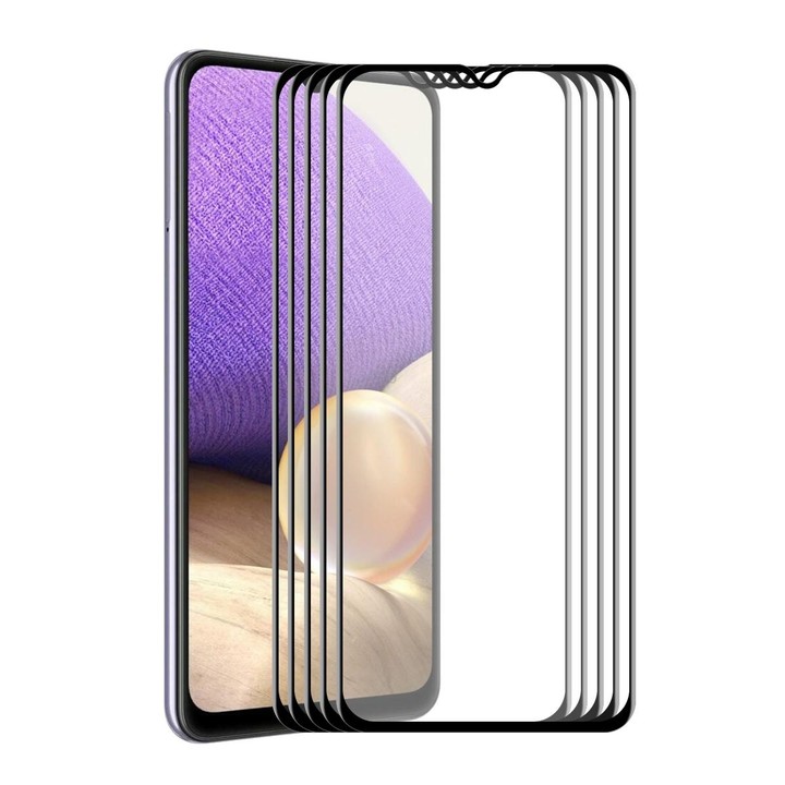 For Samsung Galaxy A32 5G 5 PCS ENKAY Hat-Prince Full Glue Tempered Glass 6D Full Coverage Anti-scratch Protector
