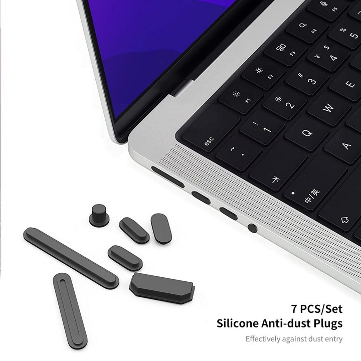 ENKAY Hat-Prince 3 in 1 Matte Laptop Protective Case + TPU Keyboard Film + Anti-dust Plugs Set for MacBook Pro 14.2 inch A2442 2