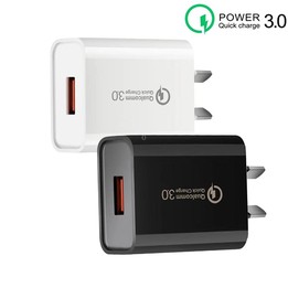 CA-25 QC3.0 USB 3A Fast Charger with USB to Micro USB Data Cable, AU Plug(White)