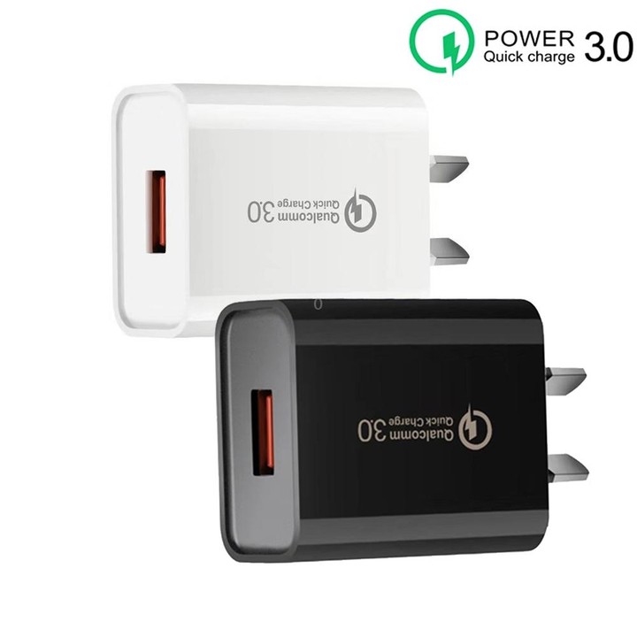 CA-25 QC3.0 USB 3A Fast Charger with USB to Micro USB Data Cable, AU Plug(White)