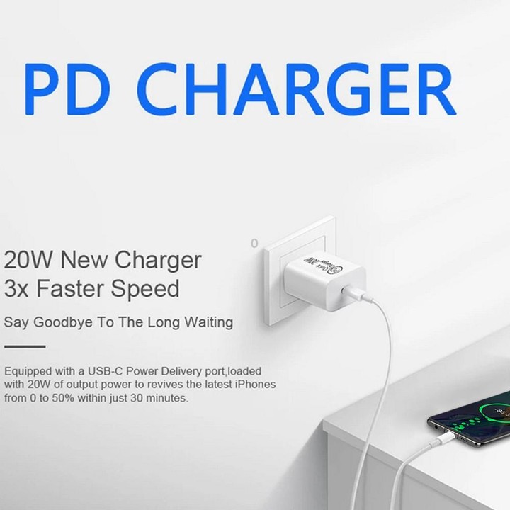 1m AU-20W PD USB-C / Type-C Travel Charger with Type-C to Type-C Data Cable, AU Plug