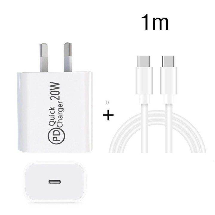 1m AU-20W PD USB-C / Type-C Travel Charger with Type-C to Type-C Data Cable, AU Plug