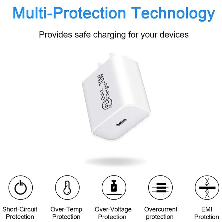 1m AU-20W PD USB-C / Type-C Travel Charger with Type-C to Type-C Data Cable, AU Plug