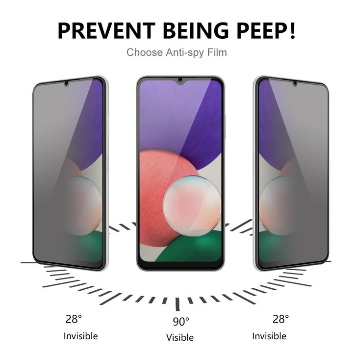 5 PCS For Samsung Galaxy A22 5G ENKAY 28 Degree Anti-peeping Tempered Glass Full Screen Film