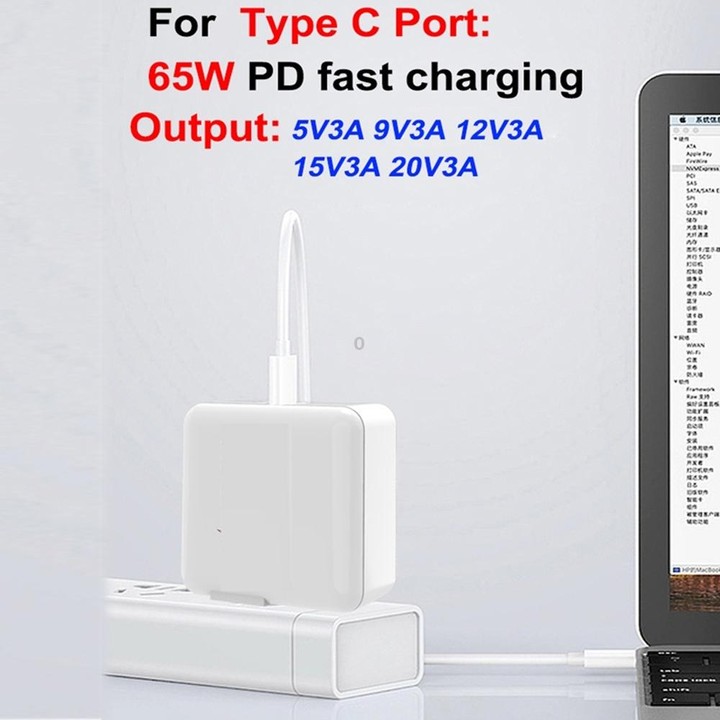 PD-65W USB-C / Type-C + QC3. 0 USB Laptop Charging Adapter + 2m USB-C / Type-C to USB-C / Type-C Data Cable Set, EU Plug / US Pl
