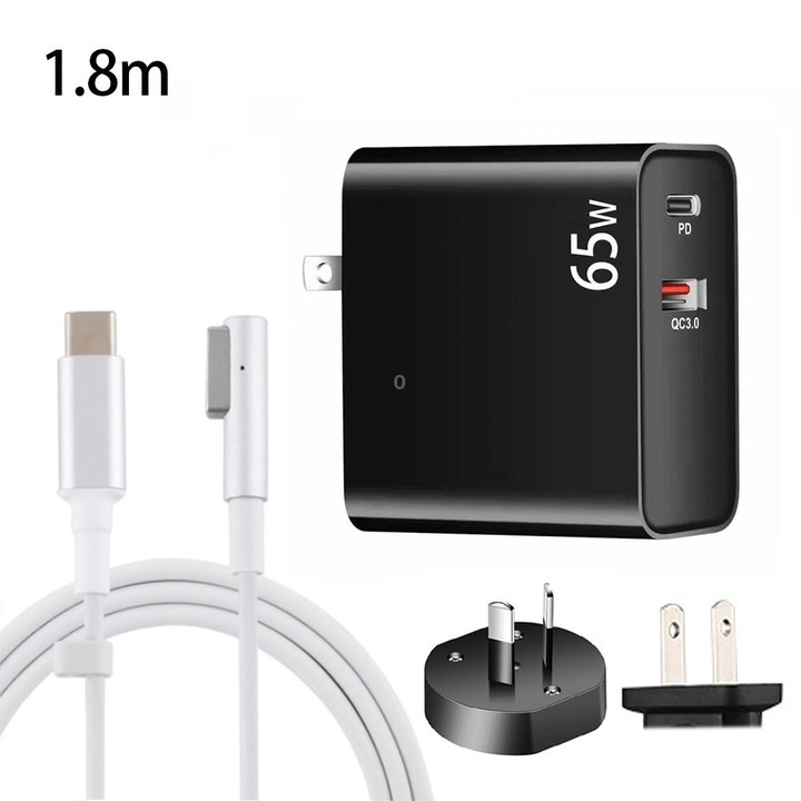 PD-65W USB-C / Type-C + QC3. 0 USB Laptop Charging Adapter + 1.8m USB-C / Type-C to MagSafe 1 / L Head Data Cable, AU Plug / US