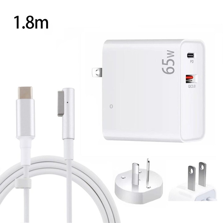 PD-65W USB-C / Type-C + QC3. 0 USB Laptop Charging Adapter + 1.8m USB-C / Type-C to MagSafe 1 / L Head Data Cable, AU Plug / US