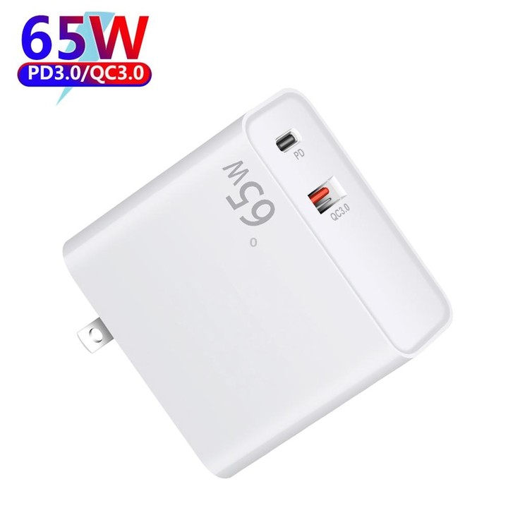 PD-65W USB-C / Type-C + QC3. 0 USB Laptop Charging Adapter + 1.8m USB-C / Type-C to MagSafe 2 / T Head Data Cable, US Plug(White