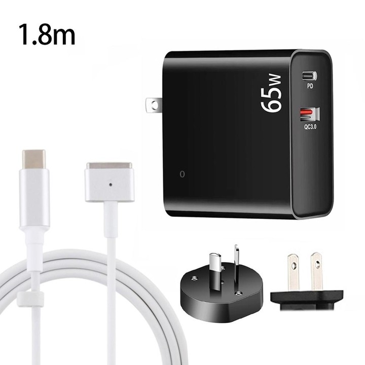 PD-65W USB-C / Type-C + QC3. 0 USB Laptop Charging Adapter + 1.8m USB-C / Type-C to MagSafe 2 / T Head Data Cable, AU Plug / US