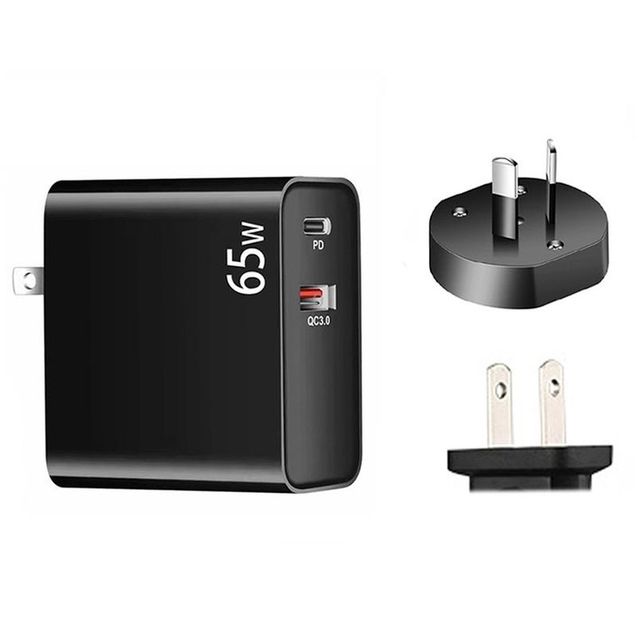 PD-65W USB-C / Type-C + QC3. 0 USB Laptop Charging Adapter + 1.8m USB-C / Type-C to MagSafe 2 / T Head Data Cable, AU Plug / US