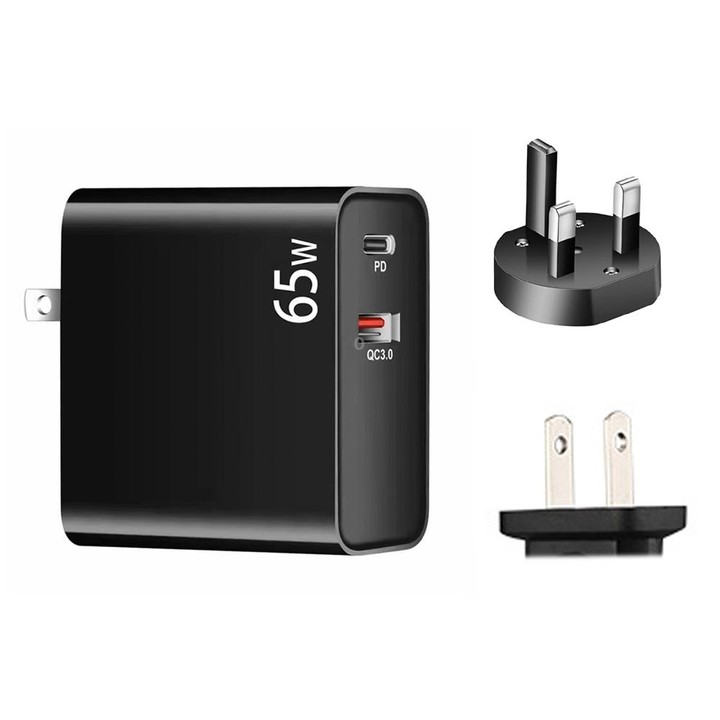 PD-65W USB-C / Type-C + QC3. 0 USB Laptop Charging Adapter + 1.8m USB-C / Type-C to MagSafe 2 / T Head Data Cable, UK Plug / US